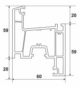 Профиль NOVOLINE GREEN SYSTEM 60-3К, створка, 6.5 м